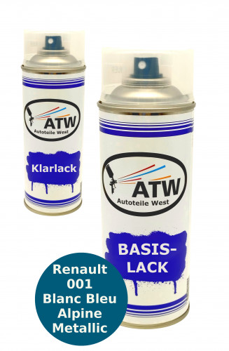 Autolack für Renault 001 Blanc Bleu Alpine Metallic +400ml Klarlack Set
